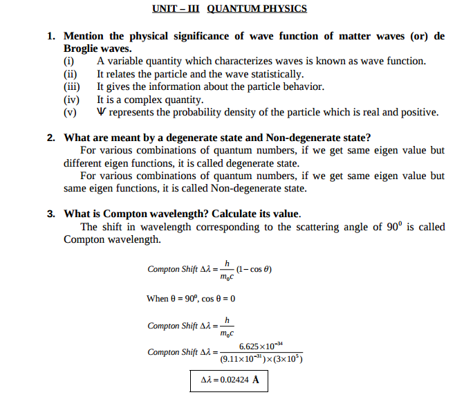 Engineering Physics 1 Important 2m