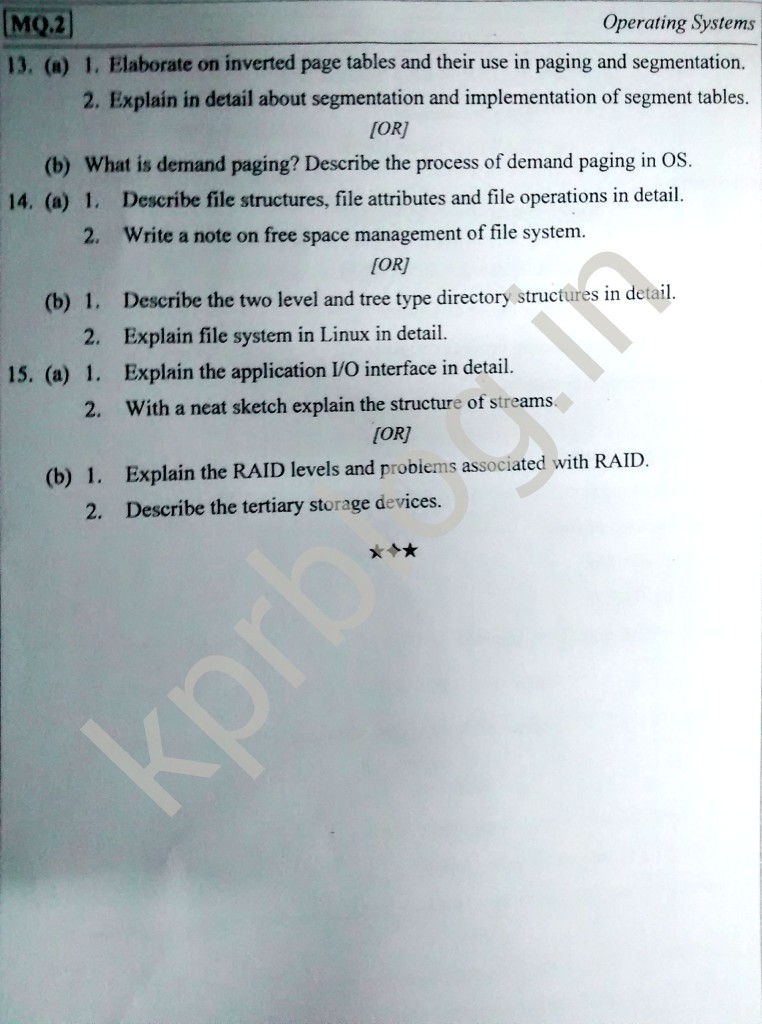 CS6401 Operating System Model Question Paper