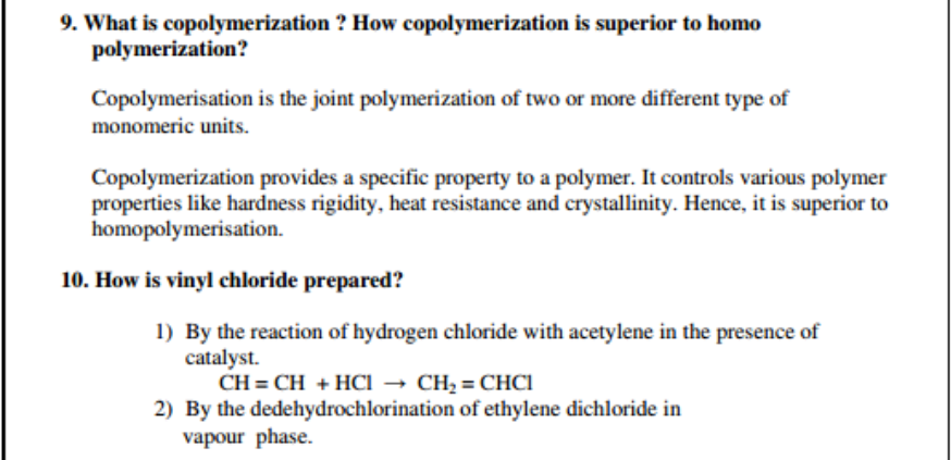 Engineering Chemistry 1 important 2 marks