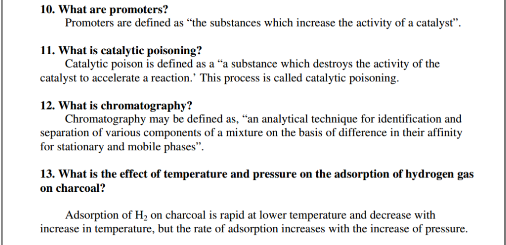 Engineering Chemistry 1 important 2 marks