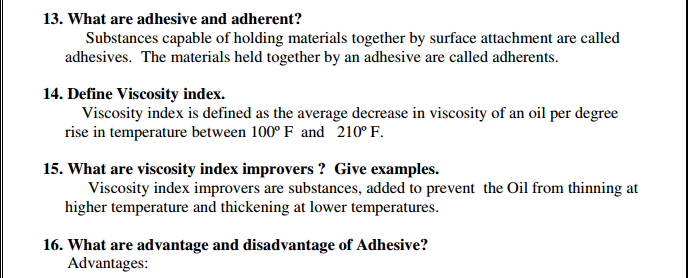 Engineering Chemistry 1 important 2 marks