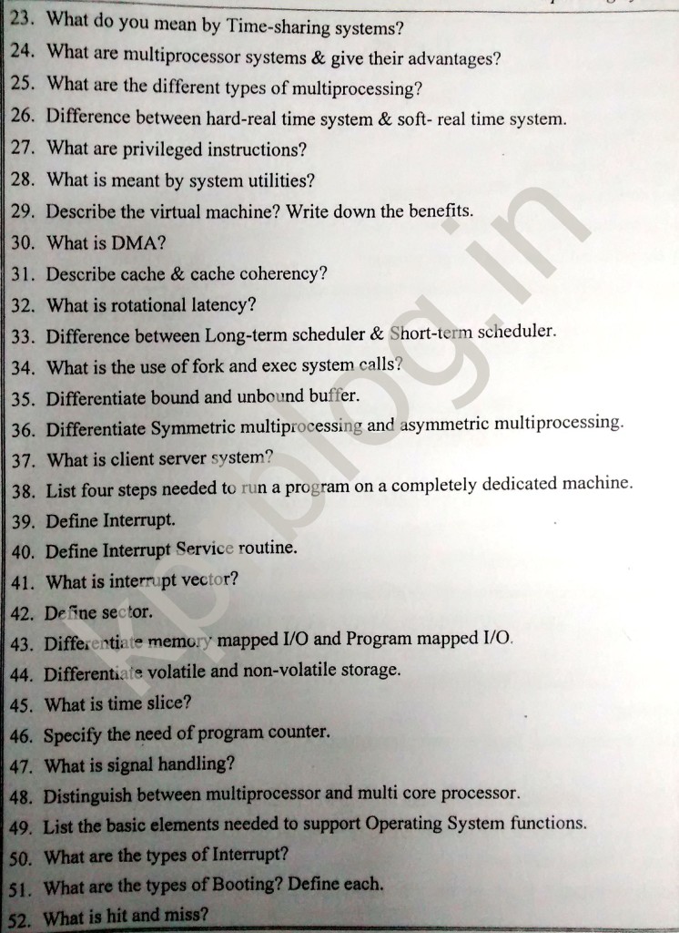 Os unit 1 Important Question