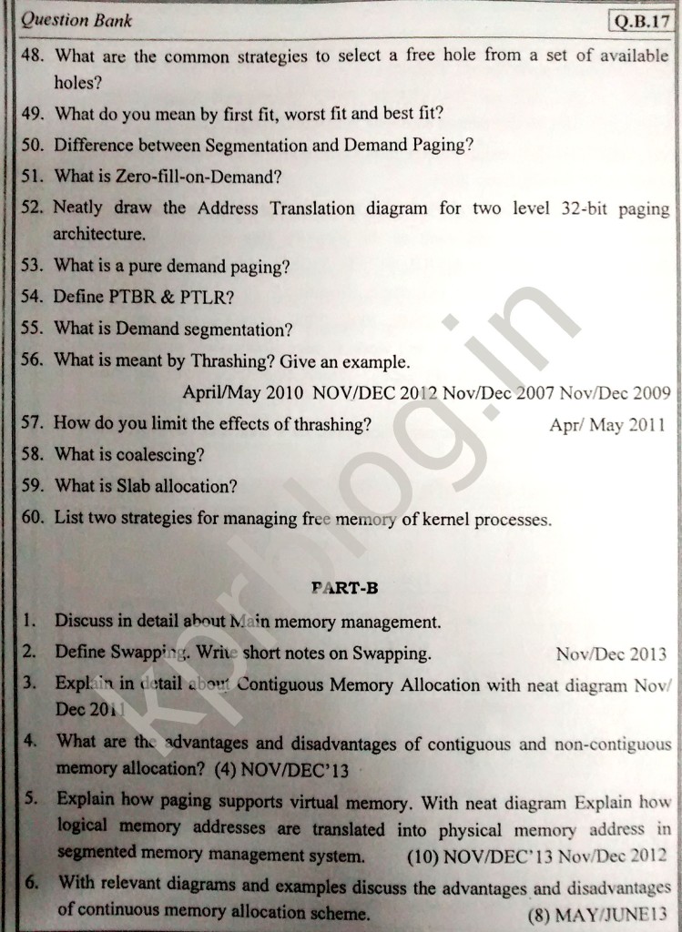 Os unit 3 Important Question