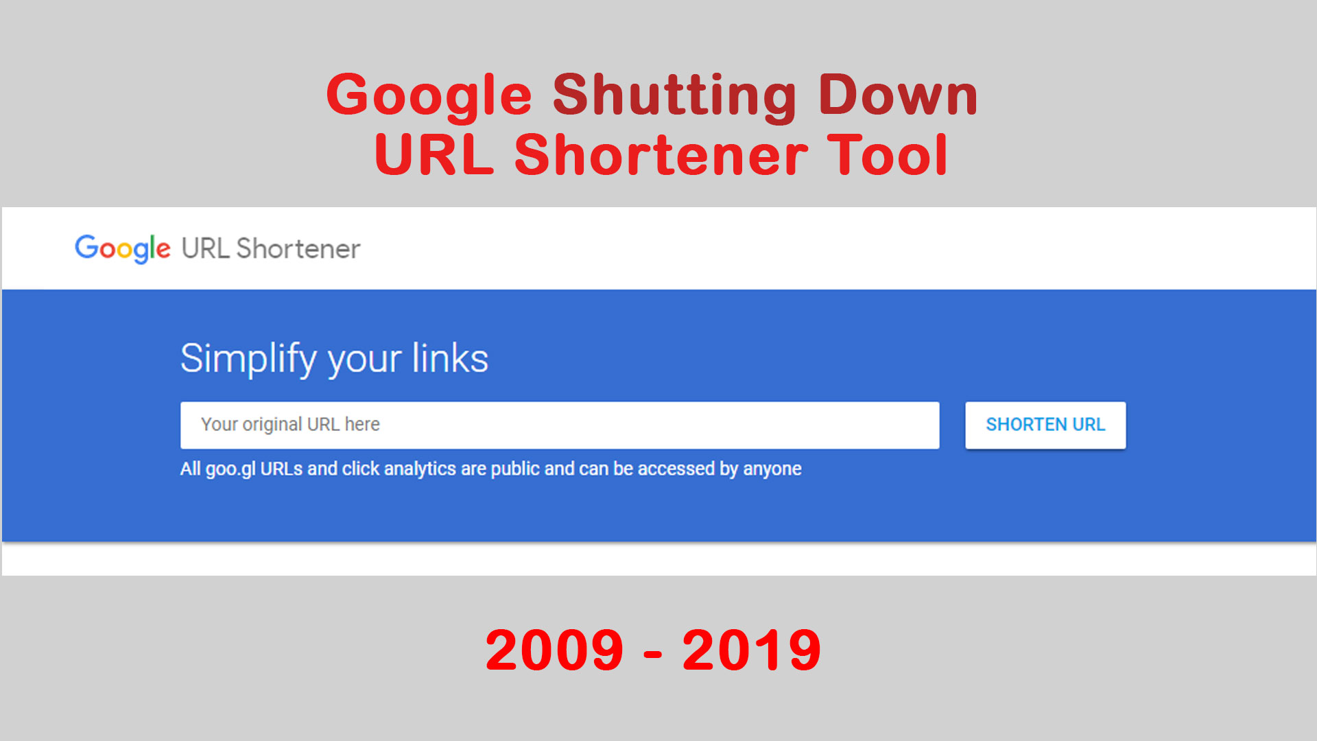 google shutting down url shortener