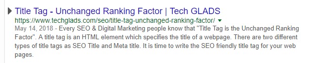 Title Tag - Unchanged Ranking Factor