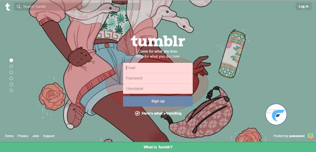 sign up for tumblr