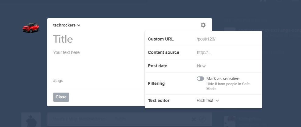 additional features tumblr account