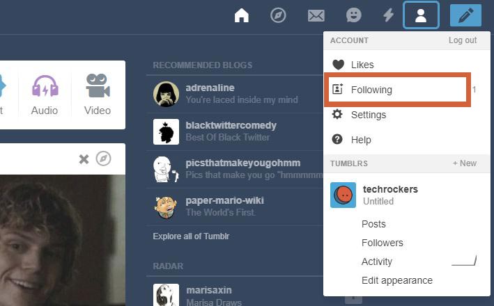 follow list in tumblr account