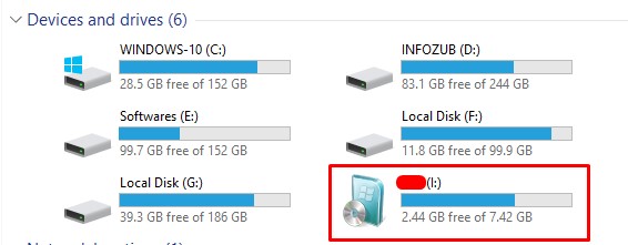 infected device attached and shown in my computer