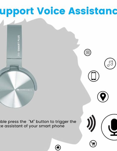 Zebronics Zeb-Smart Plus Wireless Headphone with Voice Assistant - Support Voice Assistance