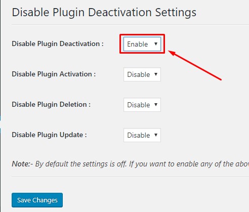 enable option for disable plugin deactivation