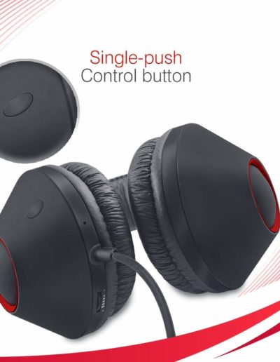 iBall EarWear Rock, Pitch Perfect Sound, Over-Ear Wired Headphones with Mic, Single Push Control Button